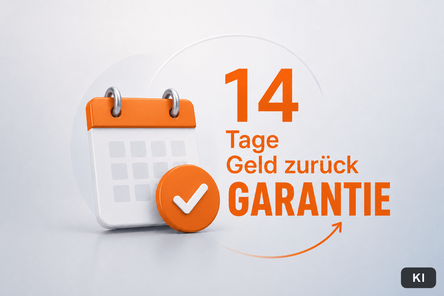 14 Tage Geld-zurück-Garantie: Kalender mit Häkchen